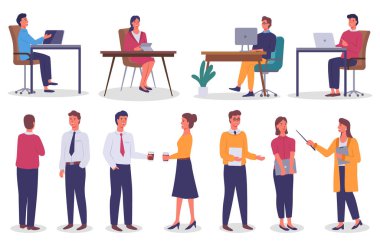 İşyeri, bilgisayarlar, bilgisayarlarla çalışan iş adamları, ofis çalışanları.