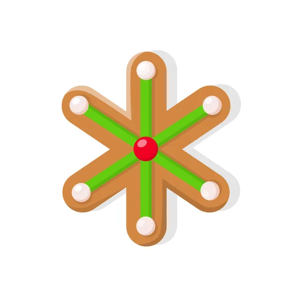 Galleta de Navidad brillante copo de nieve Vector aislado — Archivo Imágenes Vectoriales