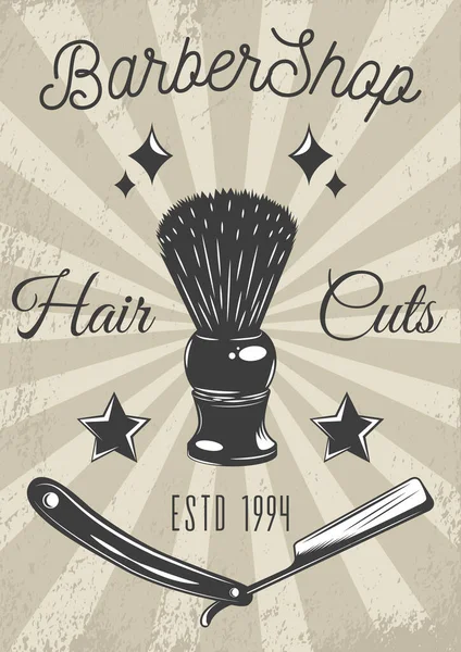 Identyfikator fryzjerskiego stylu vintage. Logo zakładu fryzjerskiego emblemat z napisem obiektu fryzjerskiego i liternictwo — Wektor stockowy