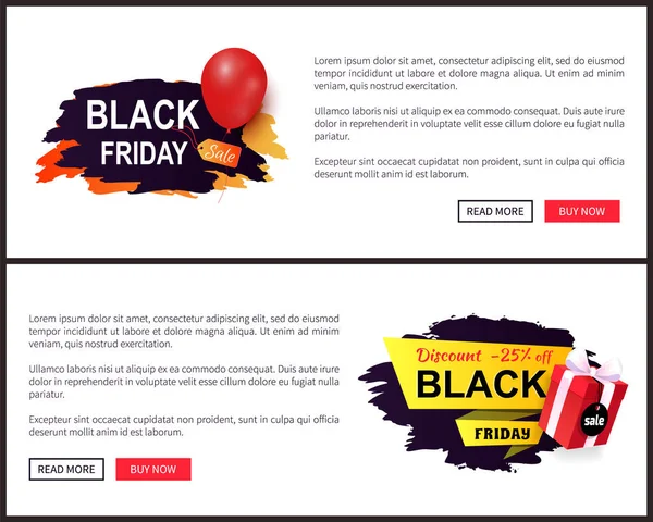 Tags de vente Black Friday, Badges publicitaires Cadeaux — Image vectorielle
