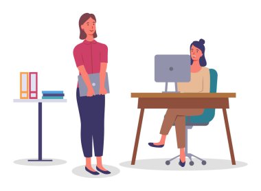 İş kadınları tartışır, proje hakkında konuşur, ofis çalışanları, ofiste iletişim kuran meslektaşlar.