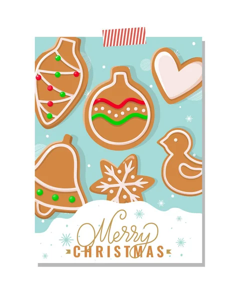 Biscuits de Noël faits de pain d'épice — Image vectorielle