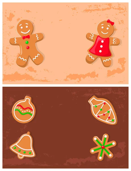 Galletas de jengibre Holly Jolly hechas de jengibre — Archivo Imágenes Vectoriales