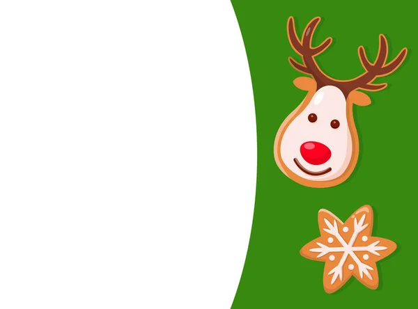 Feliz Navidad Cookie, venado y copo de nieve Vector — Archivo Imágenes Vectoriales