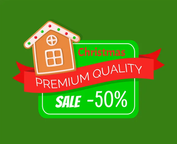 Casa de Navidad, Tarjeta de venta de calidad premium — Archivo Imágenes Vectoriales