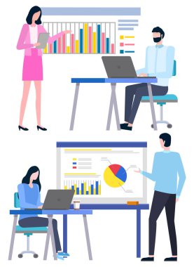 Laptop ile İşçi, Başarılı Strateji Vektörü