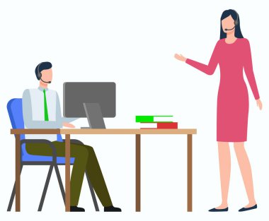 Dünya çapında Lojistik, Pc ile İşçi, Ofis Vektörü