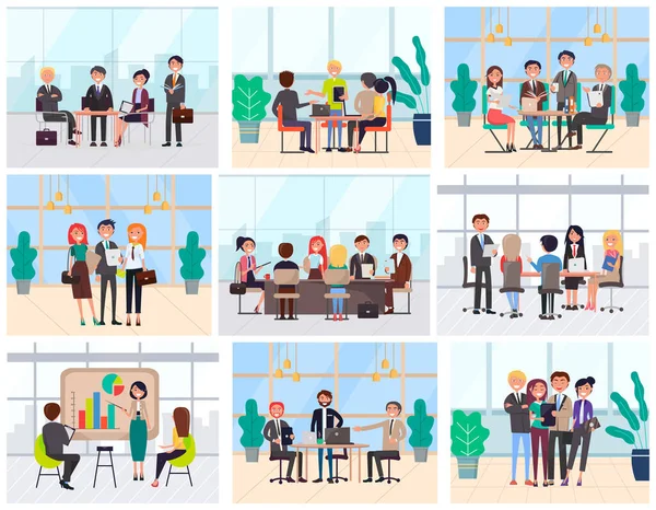 Teamwork Menschen auf Konferenz, Meeting Business — Stockvektor