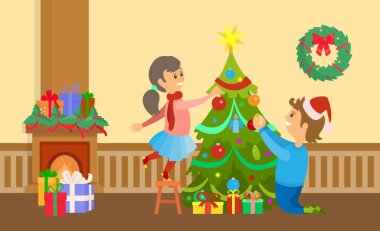 Noel Tatil Hazırlama Dekorasyonlu Ağaç Evi