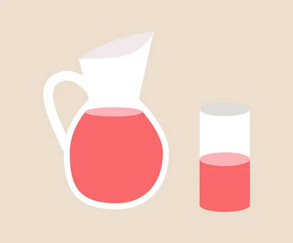 Jus de grenade en verre transparent illustration vectorielle pot. cruche isolée sur fond blanc — Image vectorielle