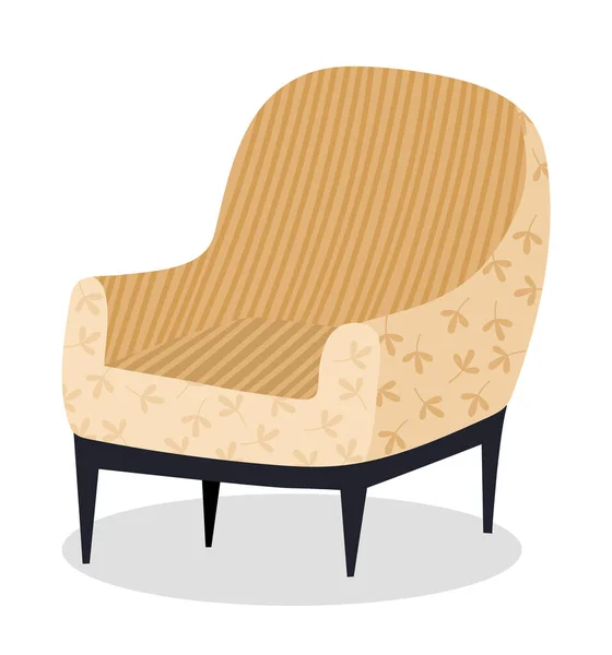 Retro cream colored armchair. Living room furniture design concept modern home interior element — Stock Vector