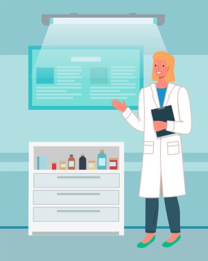 Revirdeki kadın doktor elinde boş bir dosya tutuyor. Sağlık koruma kavramı