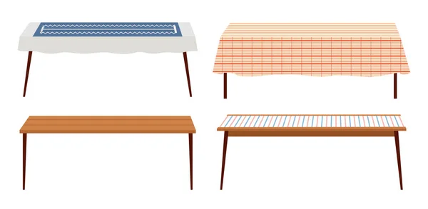 Conjunto de mesas de comedor ilustración vectorial plana. Muebles aislados sobre fondo blanco — Archivo Imágenes Vectoriales