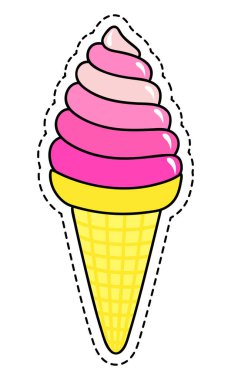 Parlak çizgi film tarzında dondurma. Beyaz arkaplanda izole edilmiş güzel renklerde Icecream vektörü