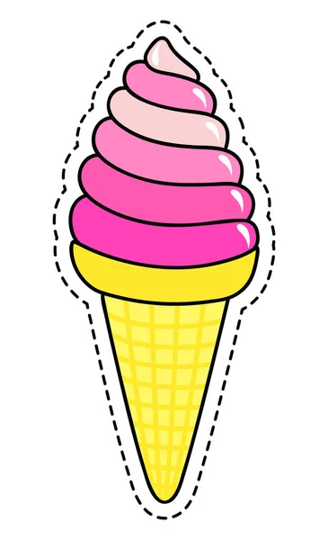明るい漫画スタイルのアイスクリーム。白い背景に隔離された素敵な色のアイスクリームベクトル — ストックベクタ