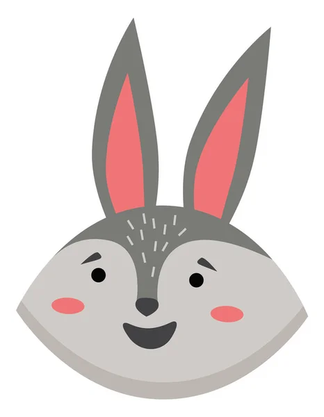 Cartoon portrait of the gray hare isolated on white. Cute rabbit with long ears sticking up — Stock Vector