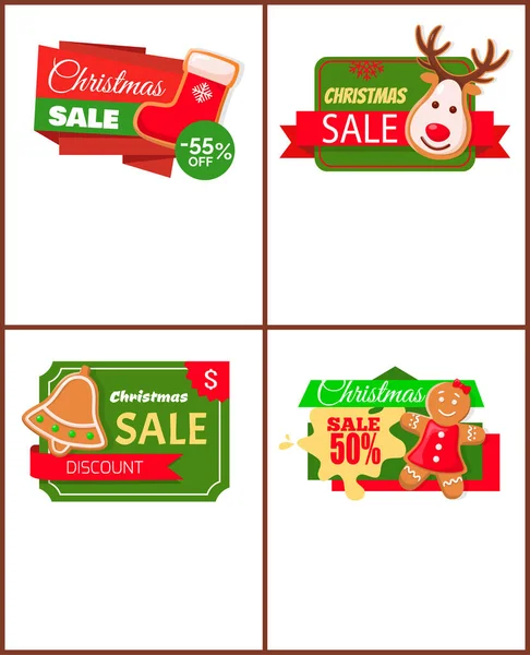 Цена продажи на Рождество Off, печенье и текстовые веб-страницы — стоковый вектор