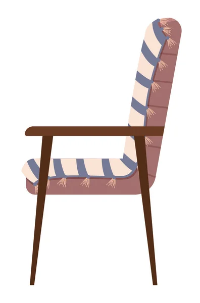 Gestreepte stoel geïsoleerd op witte achtergrond. Meubilair voor interieur vlakke vector illustratie — Stockvector