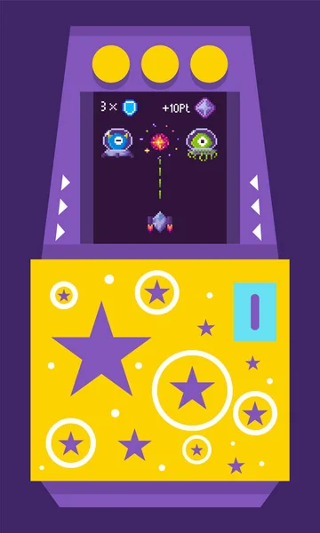 Máquina de juego Arcade con monstruos alienígenas Vector — Vector de stock