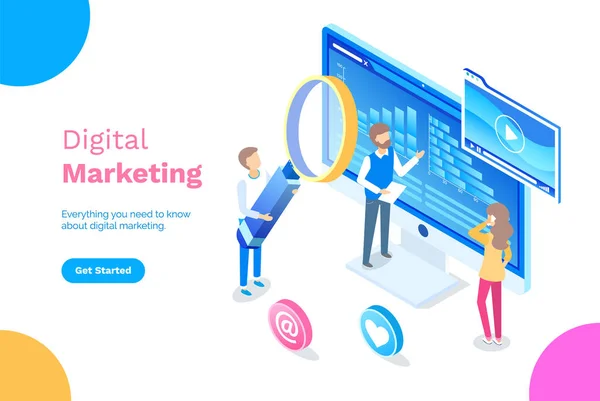 Poster concetto di marketing digitale può utilizzare per l'infografica banner web, contenuti di formazione online — Vettoriale Stock