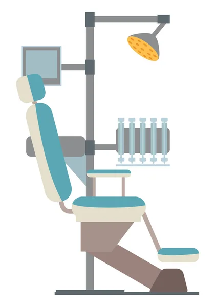 Cadeira dentária com iluminação lâmpada vetor ilustração. Equipamento em clínica para tratamento de dentes — Vetor de Stock