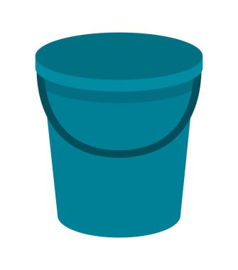 Vektör illüstrasyon kovası. Su kovası bahçe ekipmanları mavi araç beyaz arka planda izole