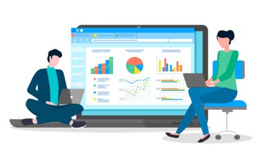 Takım çalışması iş planı geliştirme. Proje yönetimi ve pazarlama stratejisi düz tasarım