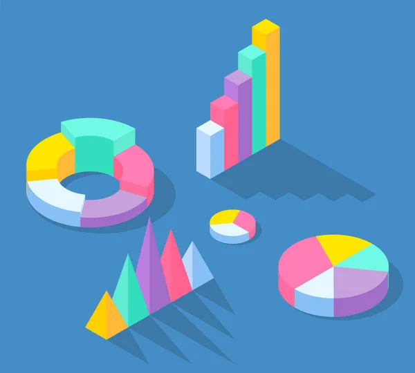 Цветные элементы бизнес-статистики для документов, отчетов и презентаций финансовых данных — стоковый вектор