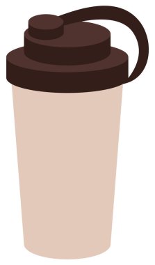 Beyaz arka planda spor ya da turistik su şişesi ve plastik bardak vektör çizimi