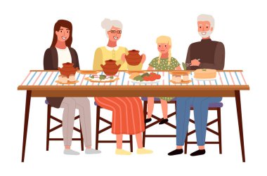 İnsanlar Ukrayna yemeği yiyorlar. Akrabalar lokantada borç ve pastırma yer.