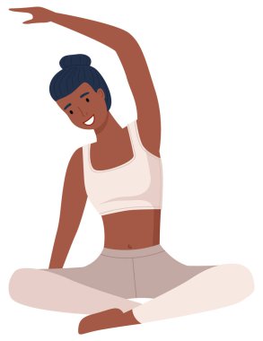 Yoga yapan bir kadın. Genç ve güzel zinde bir kız nilüfer pozisyonunda oturuyor.