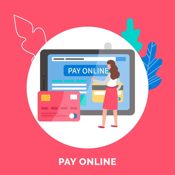 Układ aplikacji internetowych. Program zdalnej płatności online za zakupy przy użyciu telefonu lub karty — Wektor stockowy
