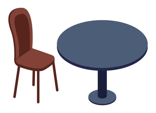 Una mesa redonda de cafetería con silla. Muebles de madera sobre blanco, elemento de cafetería o restaurante — Archivo Imágenes Vectoriales