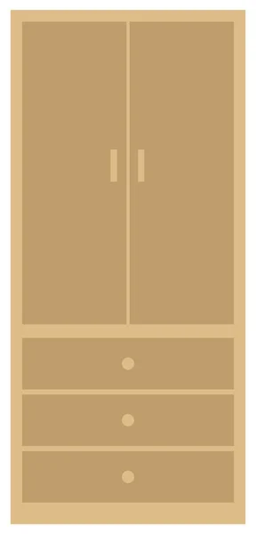 문과 서랍이 있는 목조 캐비닛. 평면 문서 내각, 가구의 아이콘, 고립 된 — 스톡 벡터