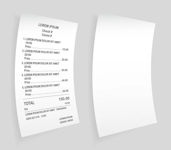 Document papier de contrôle de paiement. Achat facture financière facture achat calculer payer vecteur isolé — Image vectorielle