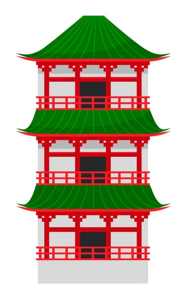 Vektorová ilustrace japonského domu. Japonská tradiční architektura budov izolovaných na bílém — Stockový vektor