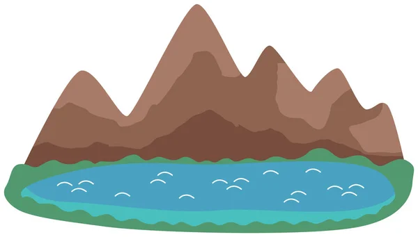 克里特岛的自然景观与山，小山。被白色背景隔离的湖泊和绿色 — 图库矢量图片