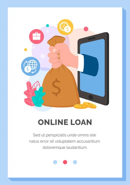 Affärs applikation layout. Program för online-lån och inlåning i banken vektor illustration — Stock vektor