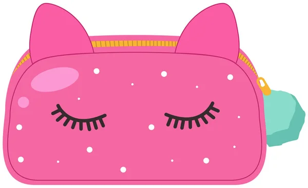 Sebuah tas merah muda untuk kosmetik dengan konsep make up. Kontainer untuk penyimpanan produk kosmetik - Stok Vektor