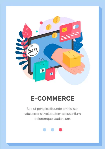 Internetapp layout. Online shopping och affärsprogram. Bekvämlighet butik på Internet — Stock vektor