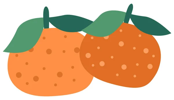 Tangerina laranja com folhas verdes ilustração vetorial. Citrus isolado sobre um fundo branco — Vetor de Stock