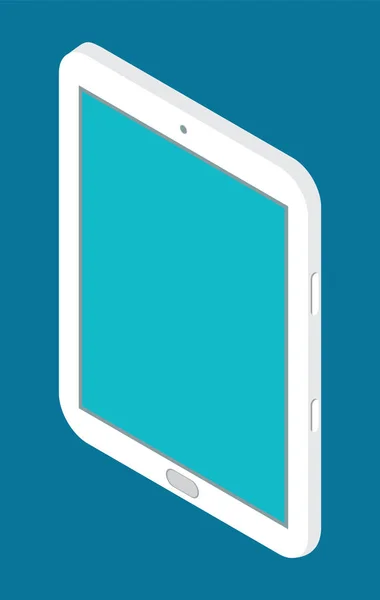 Icono de tableta isométrica, tecnología moderna, dispositivo digital, pantalla táctil, tableta apagada, estilo plano — Vector de stock