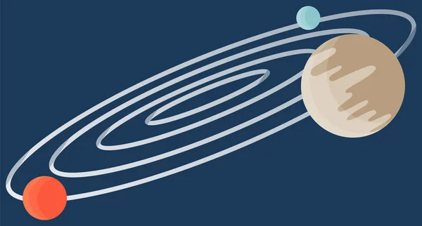 Dibujos animados planeta fantástico en el fondo del espacio azul oscuro. Saturno hecho de gases con anillo de hielo — Archivo Imágenes Vectoriales