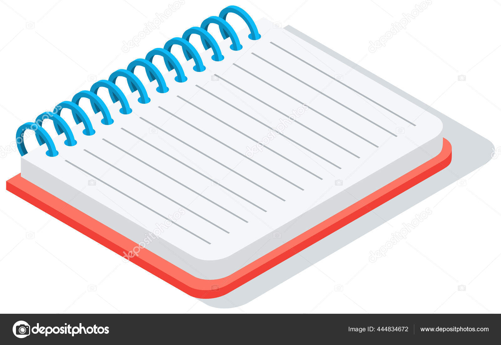 Cuaderno en espiral vacío en blanco rojo, cuaderno. Dibujo abierto con  hojas blancas en blanco de papel aislado Vector de stock por ©robuart  444834672