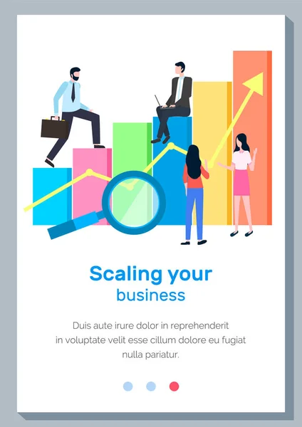 Mise à l'échelle du modèle de page de renvoi de votre entreprise. Succès, réalisation, motivation bannière d'affaires — Image vectorielle