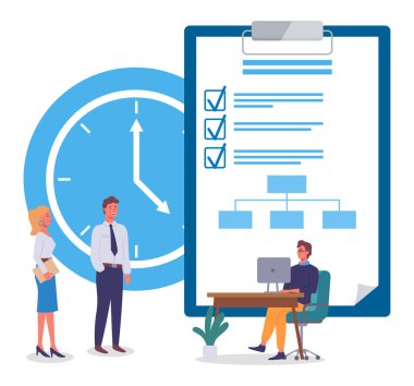 Bir grup insan bir iş planı yapar. Plana yakın duran işadamlarının puanları işaretli.