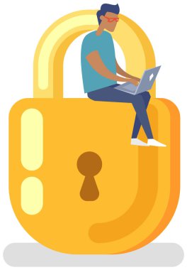 Kullanıcı kişisel bilgilerinin korunması. Üzerinde güvenlik savunması olan asma kilit simgesi
