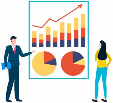 Finansal analiz ekibi. Profesyonel işadamları iş büyümesini istatistiksel gösterge tablosuyla analiz ediyorlar