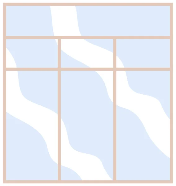 Μοντέρνο φαρδύ παράθυρο με διάφανο γυαλί σε λεπτό πλαίσιο. Διανυσματικά γραφικά. Το εσωτερικό του δωματίου — Διανυσματικό Αρχείο