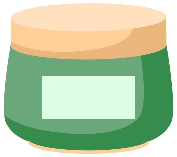 Crema, gel o polvo en recipiente de plástico verde. Cuidado de la piel producto plano vector ilustración — Vector de stock